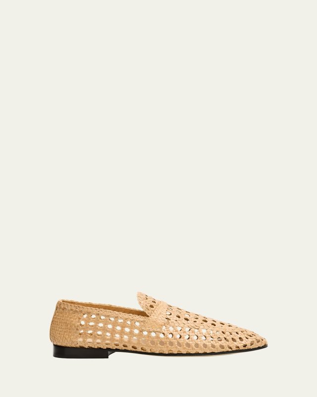 Woven Leather Slip-On Loafers